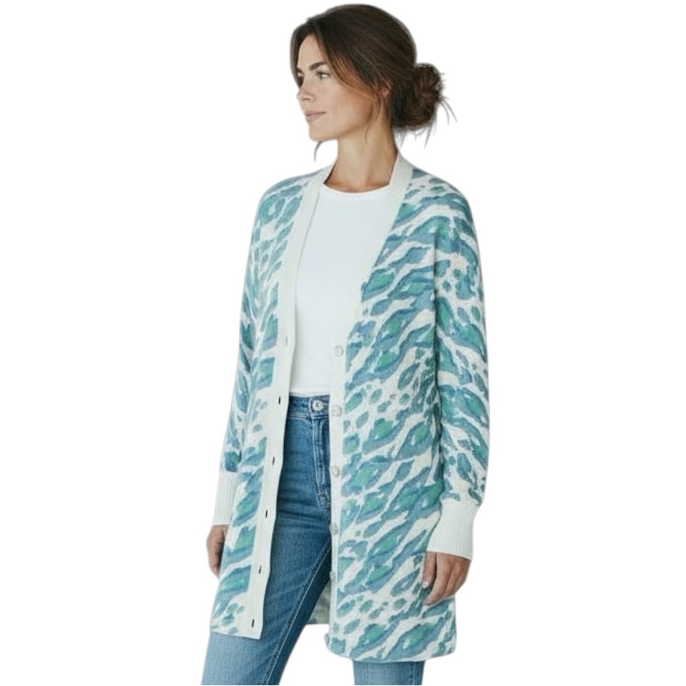 Bob Mackie Wearable Art Abstract Print Cardigan S… - image 1